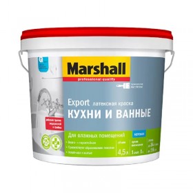 Краска Marshall EXPORT КУХНИ И ВАННЫЕ матовая латексная ВС 0,9л